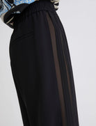 Stilla Sheer Stripe Satin Trousers - Black by Marella — alternate view