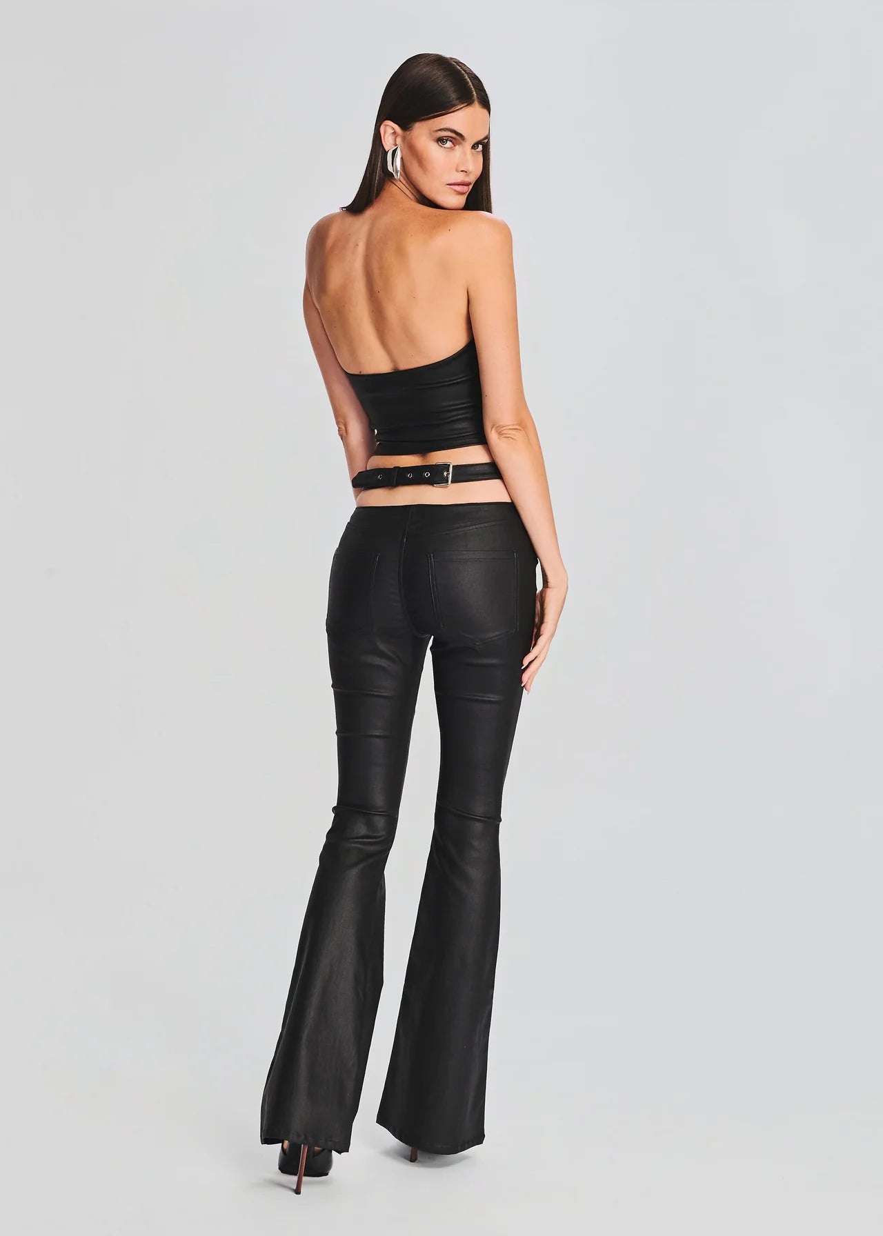 Hillary Coated Denim Top - Black by SER.O.YA — view 3