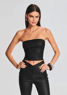 Hillary Coated Denim Top - Black by SER.O.YA | 25 South Boutiques