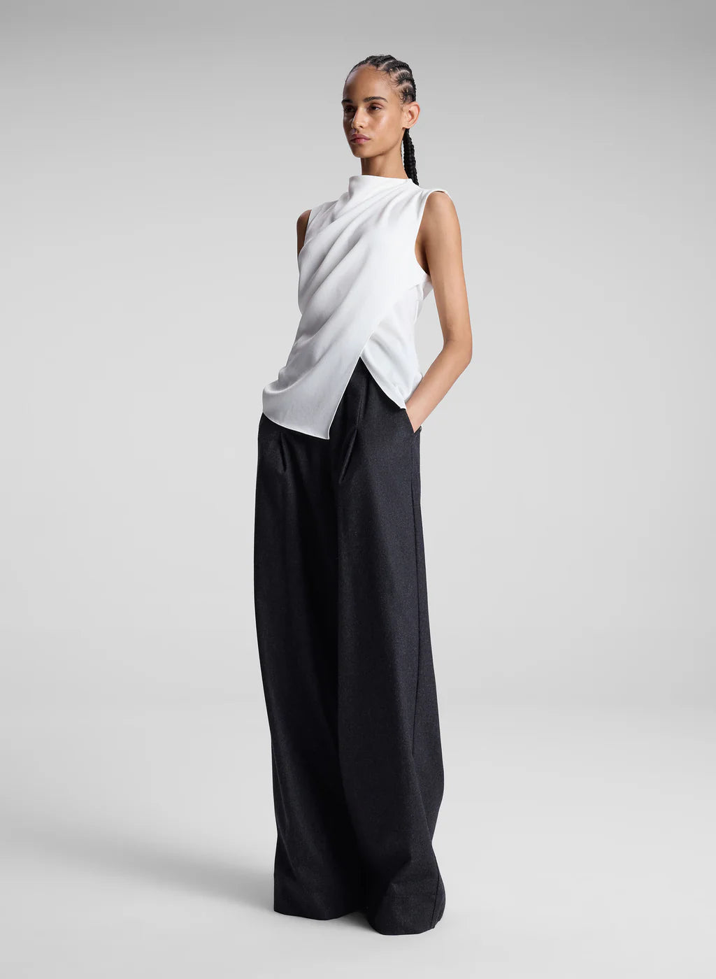 Amira Ruched Sleeveless Top - Off White by A.L.C — view 4