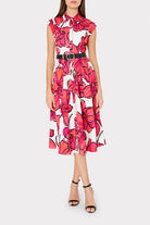 Jules Windflower Pastel Poplin Midi Dress - Coral Multi by Milly — view 3