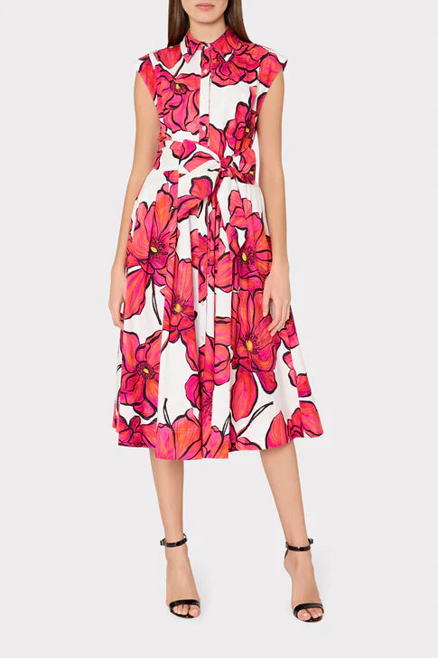 Jules Windflower Pastel Poplin Midi Dress - Coral Multi by Milly | 25 South Boutiques