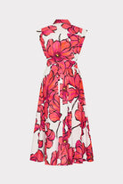 Jules Windflower Pastel Poplin Midi Dress - Coral Multi by Milly — view 5
