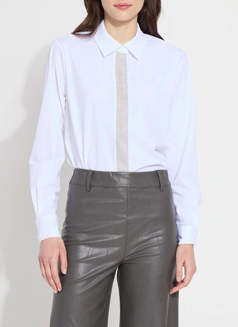 Connie Micro Beaded Shirt - White by Lysse — alternate view