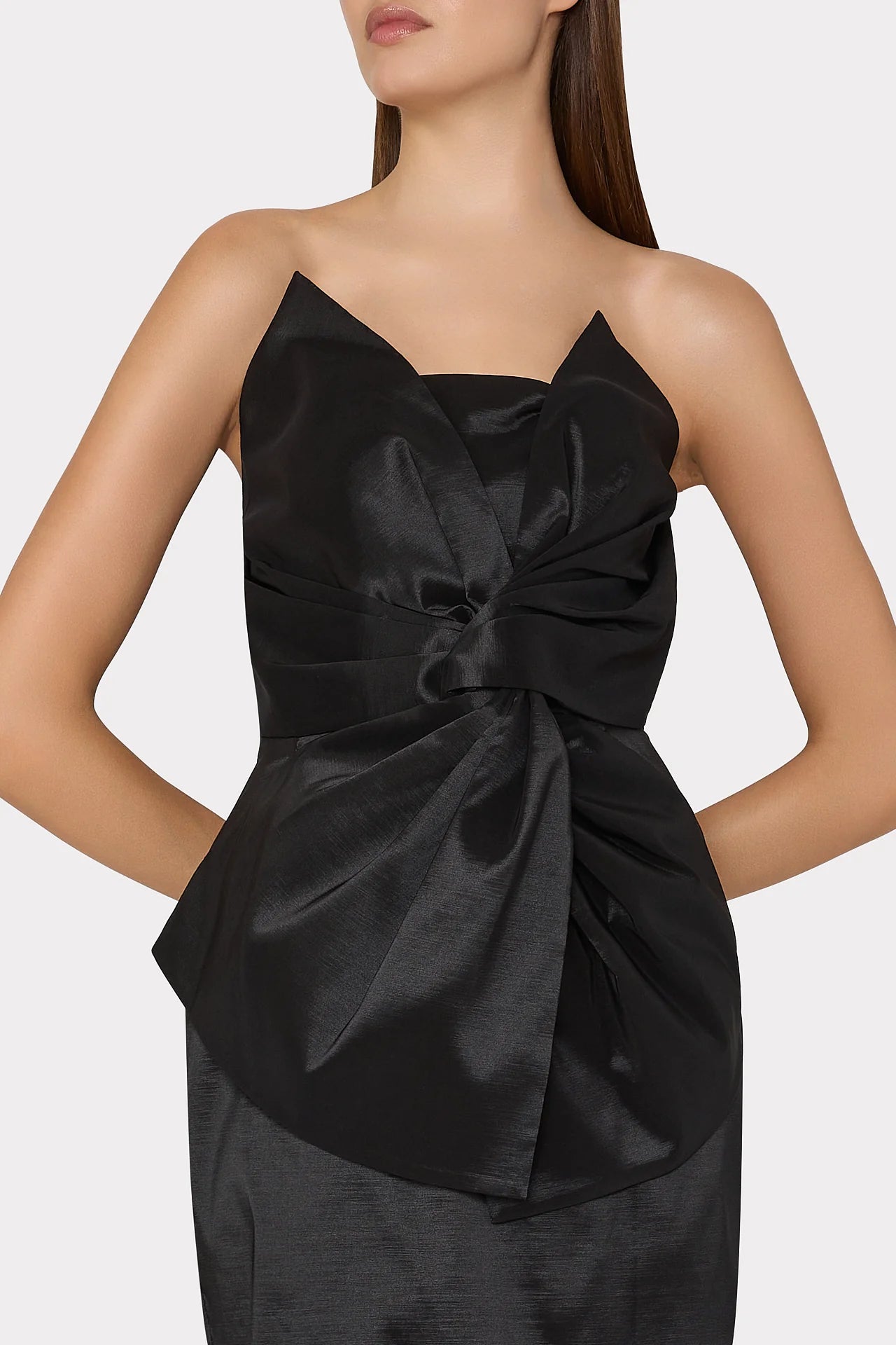 Harlow Bow Taffeta Strapless Dress - Black by Milly — alternate view