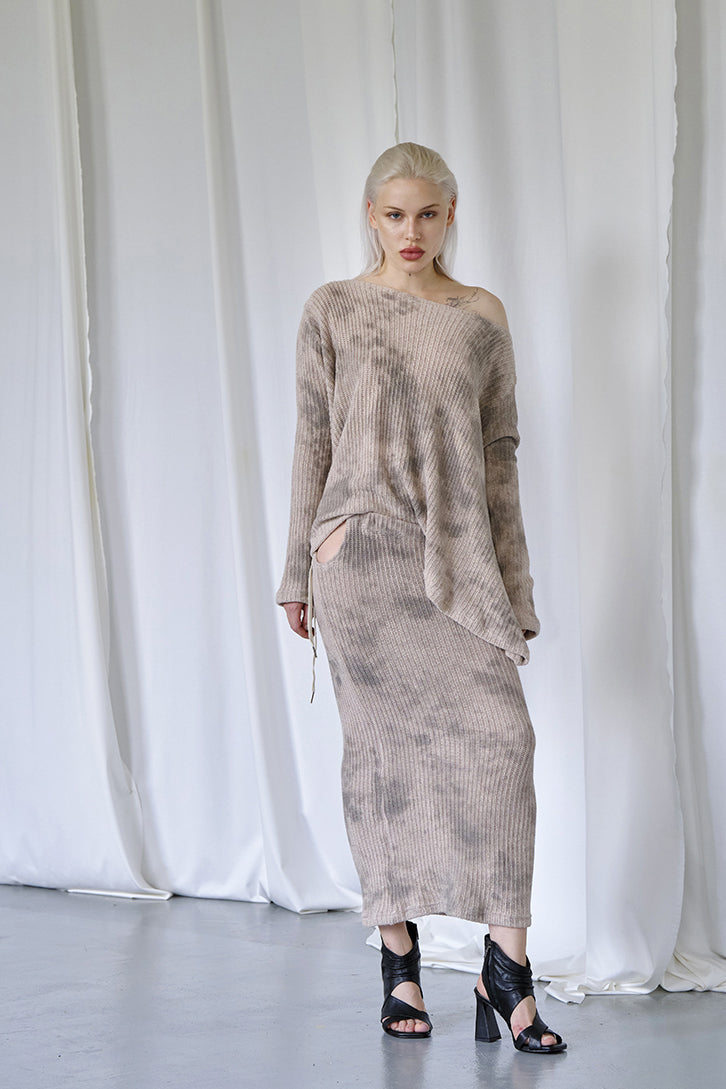 Knitted Skirt - Beige Dirty by Nostra Santissima | 25 South Boutiques
