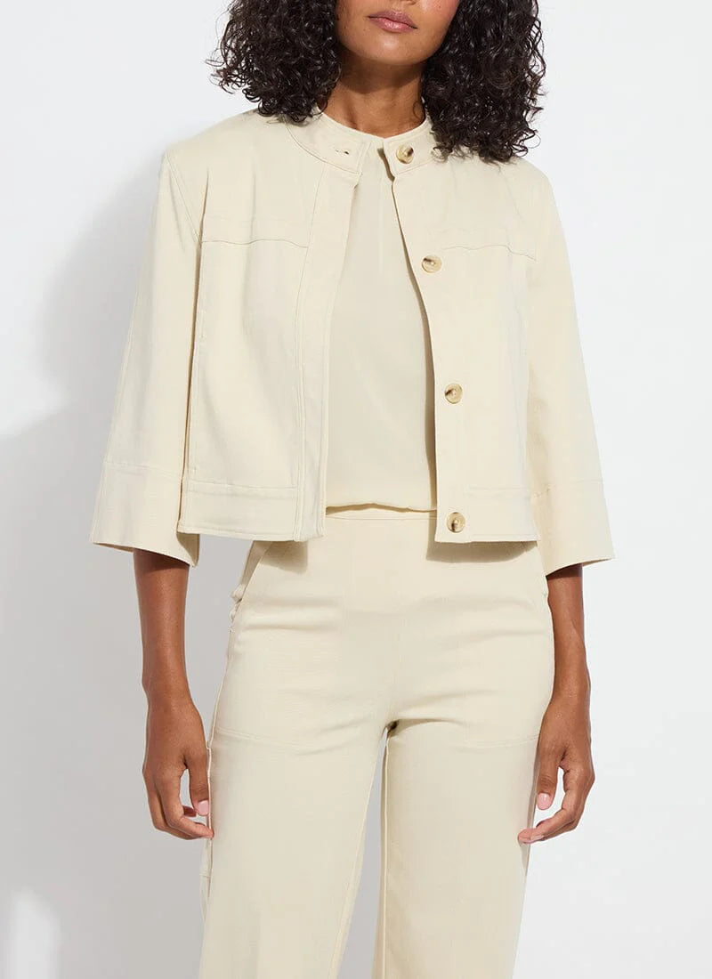 Pamela Crop St Twill Jacket - Ecru by Lysse | 25 South Boutiques