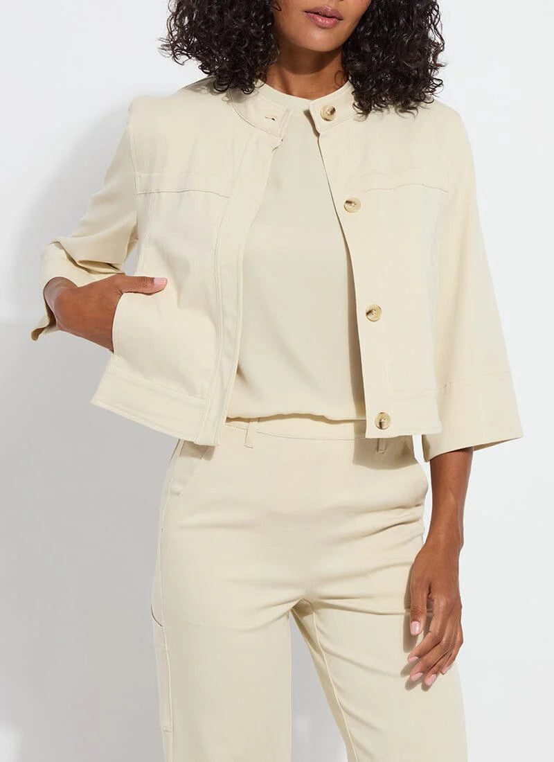 Pamela Crop St Twill Jacket - Ecru by Lysse — alternate view
