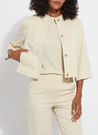 Pamela Crop St Twill Jacket - Ecru by Lysse — alternate view