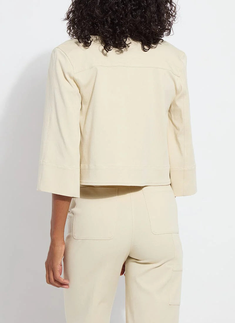 Pamela Crop St Twill Jacket - Ecru by Lysse — view 3