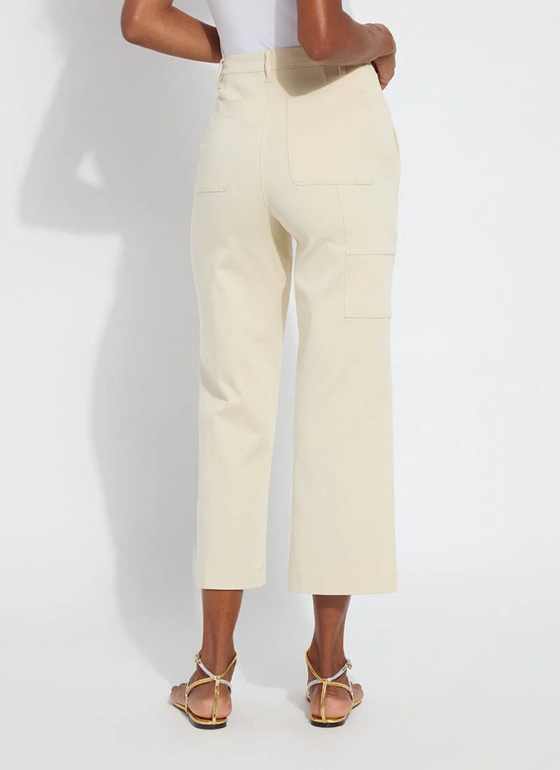 Pamela Utilitarian Wide Leg Crop - Ecru by Lysse — view 3