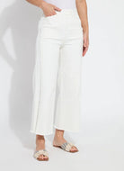 Noah Hi Waist Crop Wide Fringe Denim - Ecru White by Lysse | 25 South Boutiques