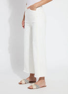 Noah Hi Waist Crop Wide Fringe Denim - Ecru White by Lysse — alternate view