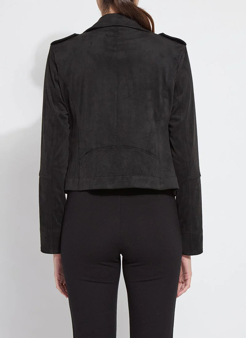 Amelia Moto Vegan Suede Jacket - Black by Lysse — view 4