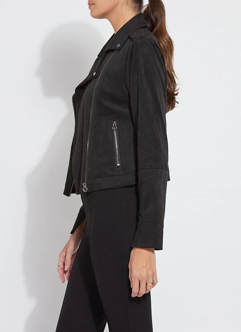 Amelia Moto Vegan Suede Jacket - Black by Lysse — view 3