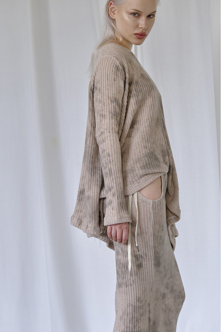 Knitted Sweater - Beige Dirty by Nostra Santissima — view 3