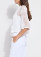 Elera Linen Mesh Cardigan - Off White by Lysse — view 4