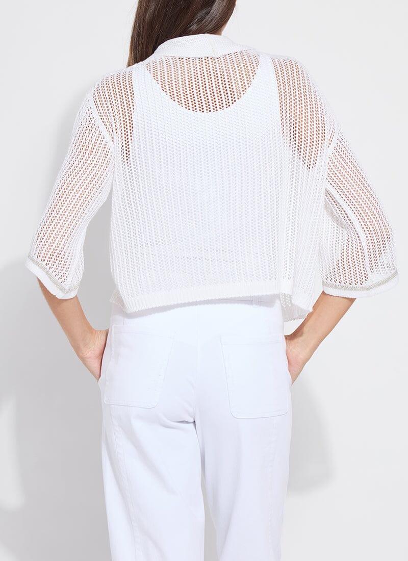Elera Linen Mesh Cardigan - Off White by Lysse — view 5