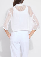 Elera Linen Mesh Cardigan - Off White by Lysse — view 5