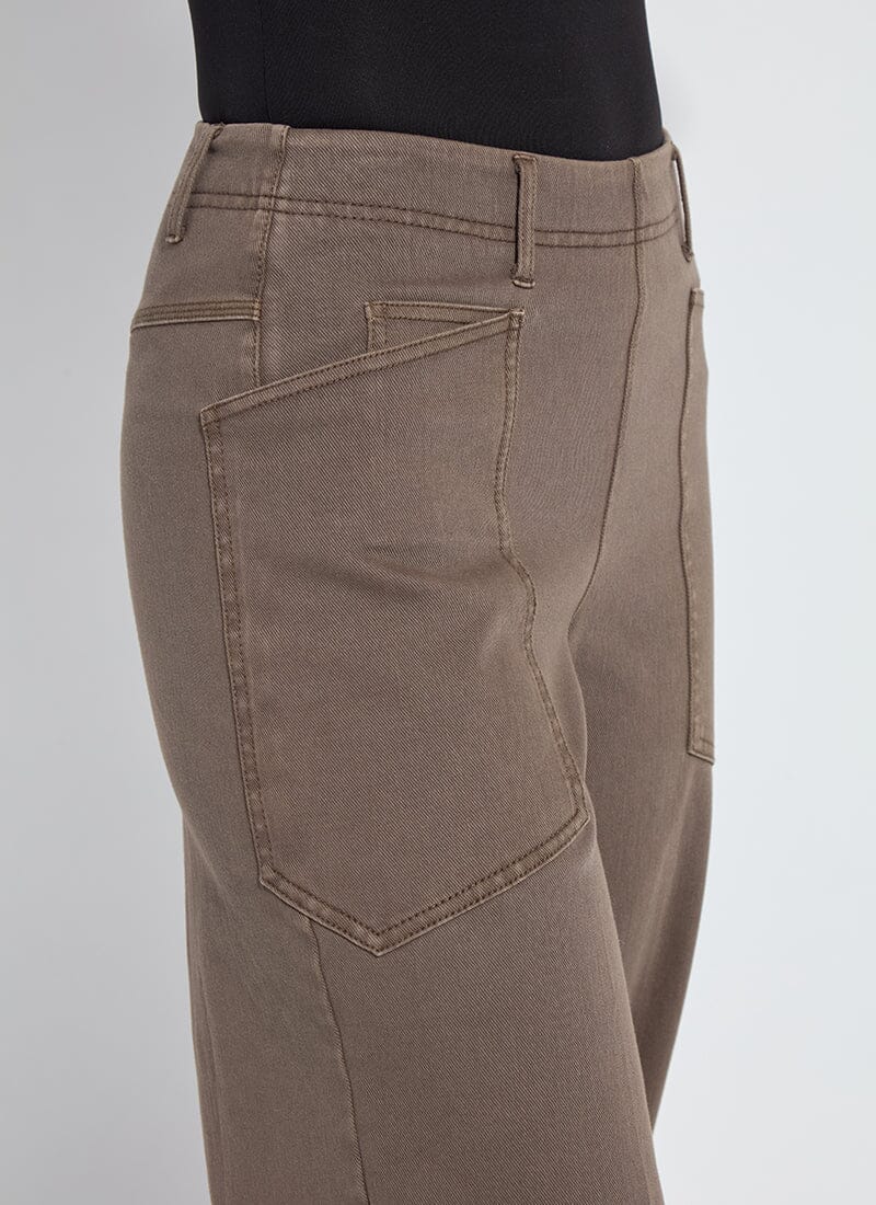Penelope Curved Cuffed Denim - Antique Wash Subtle Green by Lysse — alternate view