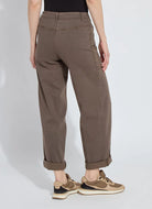 Penelope Curved Cuffed Denim - Antique Wash Subtle Green by Lysse — view 4
