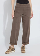 Penelope Curved Cuffed Denim - Antique Wash Subtle Green by Lysse | 25 South Boutiques
