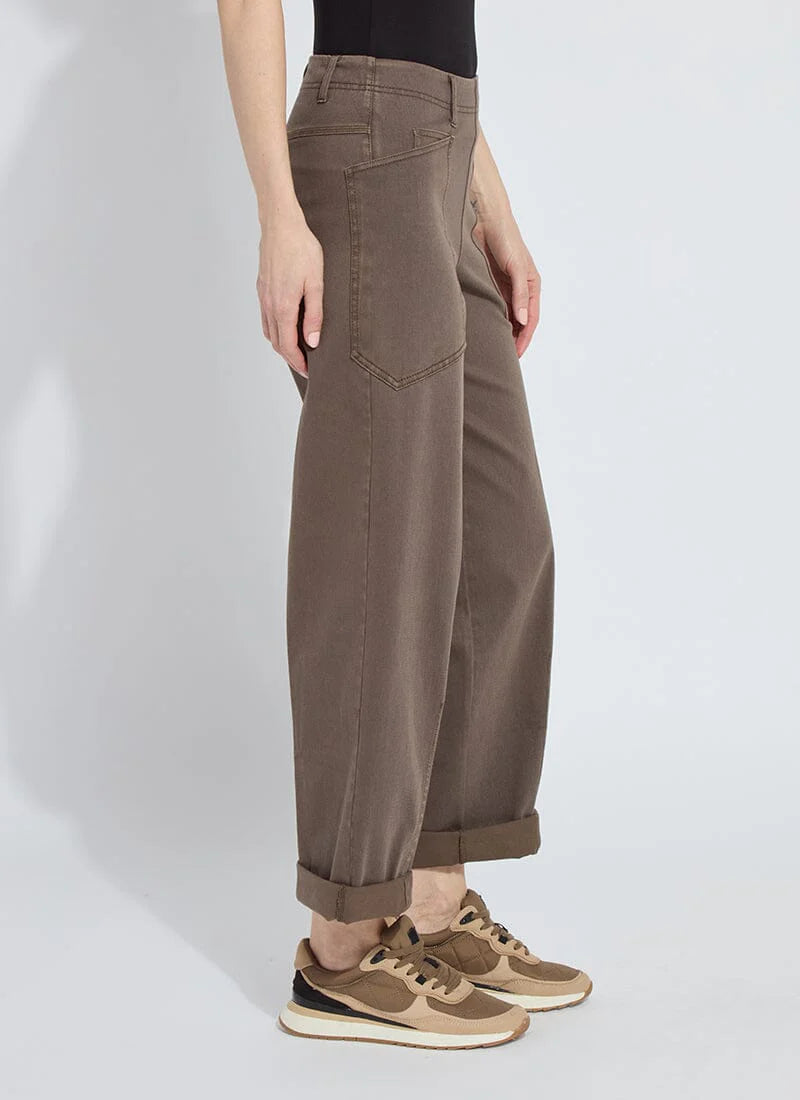 Penelope Curved Cuffed Denim - Antique Wash Subtle Green by Lysse — view 3