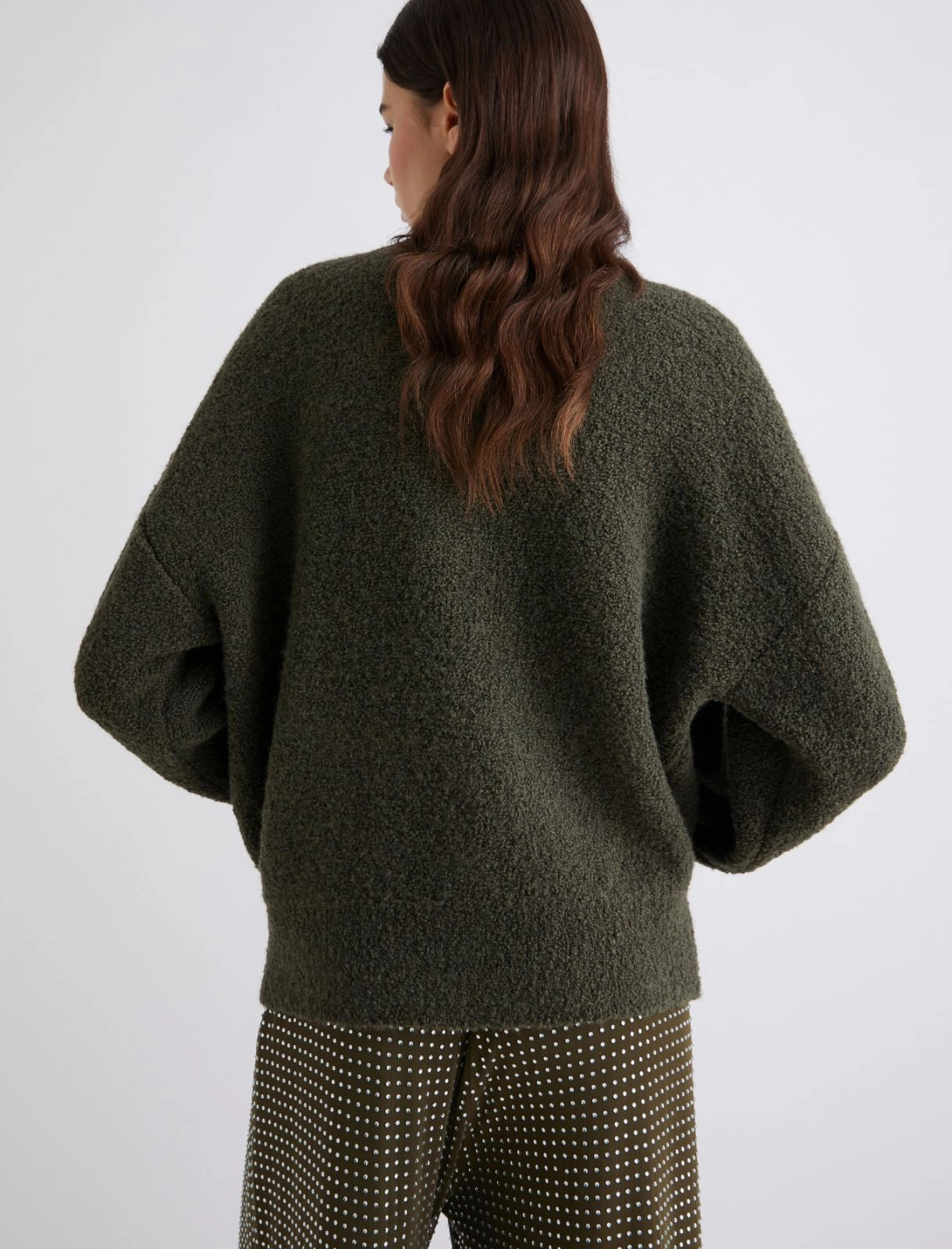 Oronte Bouclé Bomber Jacket - Khaki by Marella — view 3