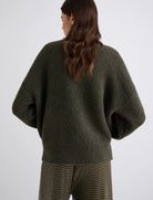 Oronte Bouclé Bomber Jacket - Khaki by Marella — view 3