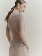 Lodola Rhinestone Mesh Shirt - Wool White by Marella — alternate view