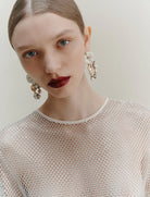 Lodola Rhinestone Mesh Shirt - Wool White by Marella — view 3