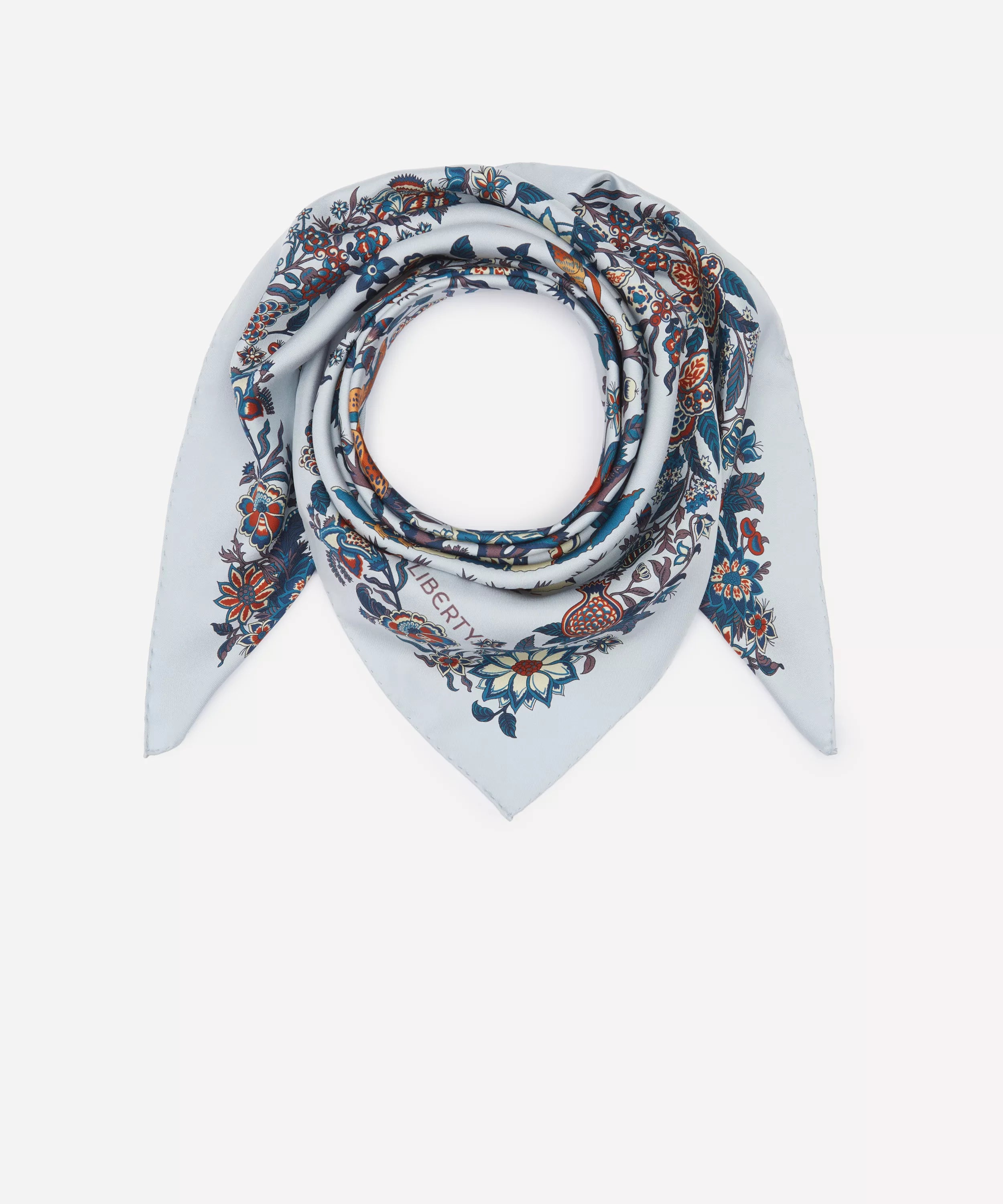 Liberty London Tropical Tree of Life Silk Scarf 90 - Blue, view 3