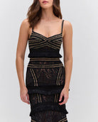 Lace & Fringe Maxi Dress - Black by PatBo — alternate view