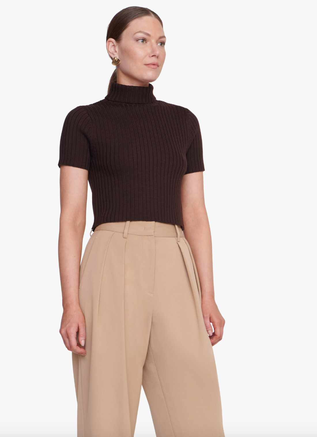 Lilou Top - Dark Chocolate by STAUD — view 3