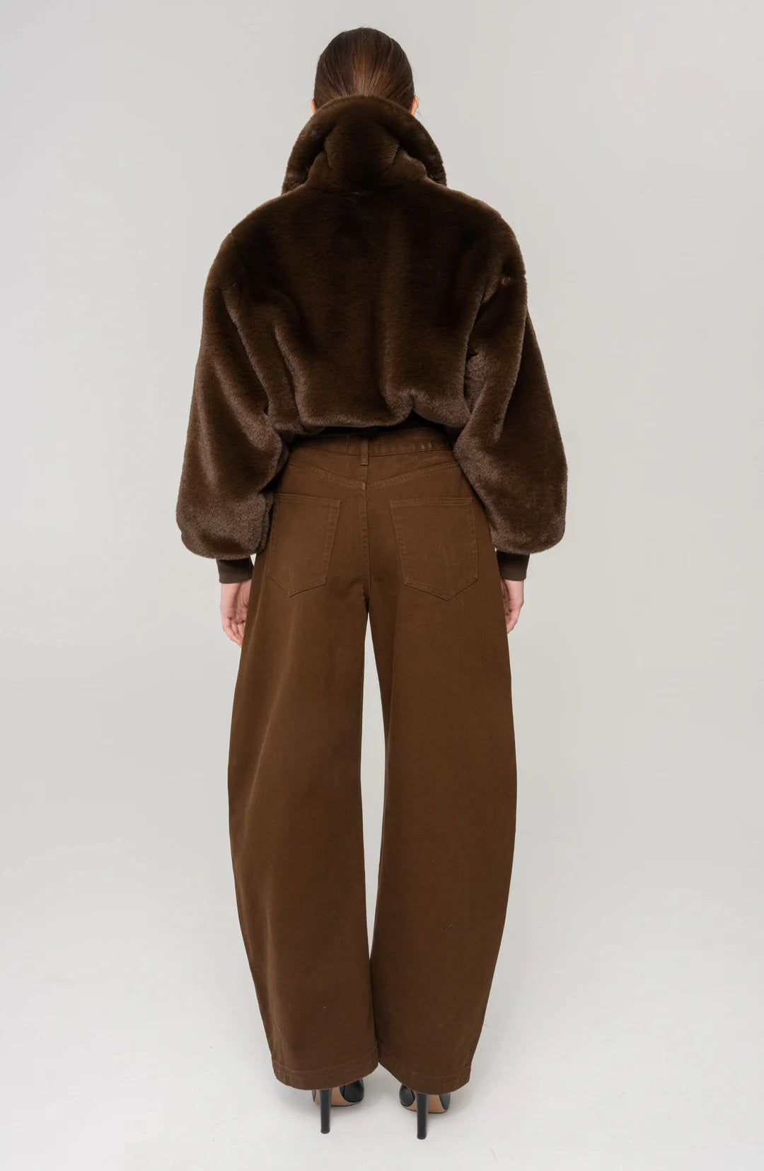 Clemence Faux Fur Jacket - Brown by Ronny Kobo — view 3