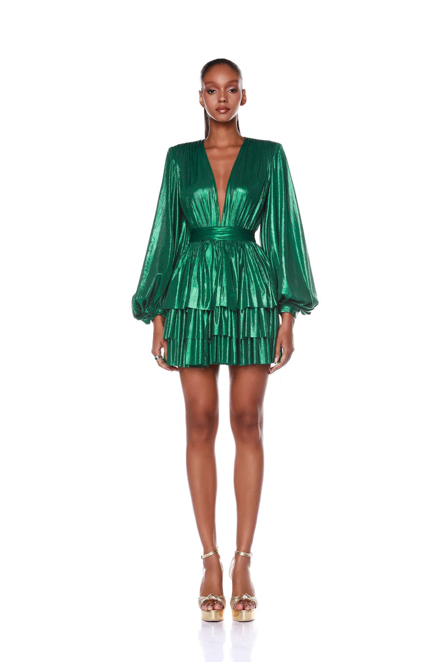 Bedouin Metallic Mini Dress - Green by Bronx And Banco | 25 South Boutiques