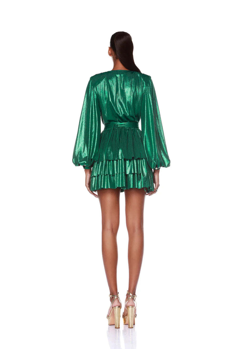 Bedouin Metallic Mini Dress - Green by Bronx And Banco — view 3