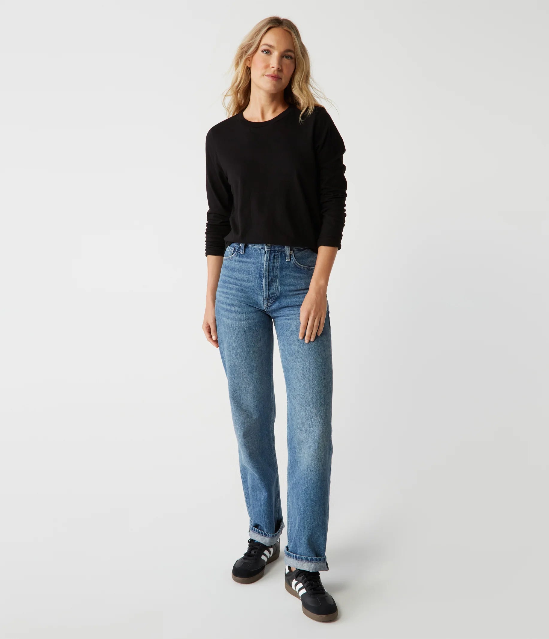 Clarissa Long Sleeve Top - Black by Michael Stars — alternate view