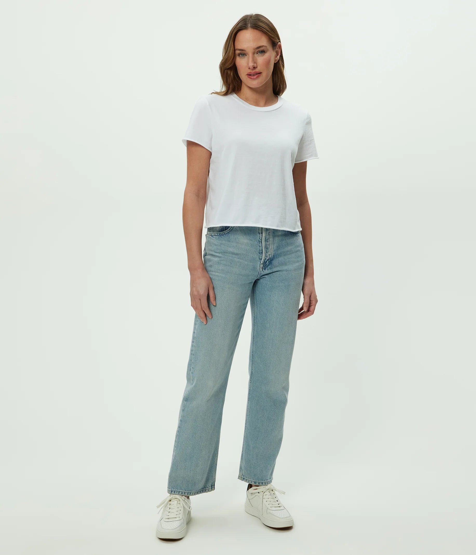 Jackie Crewneck Tee - White by Michael Stars — alternate view