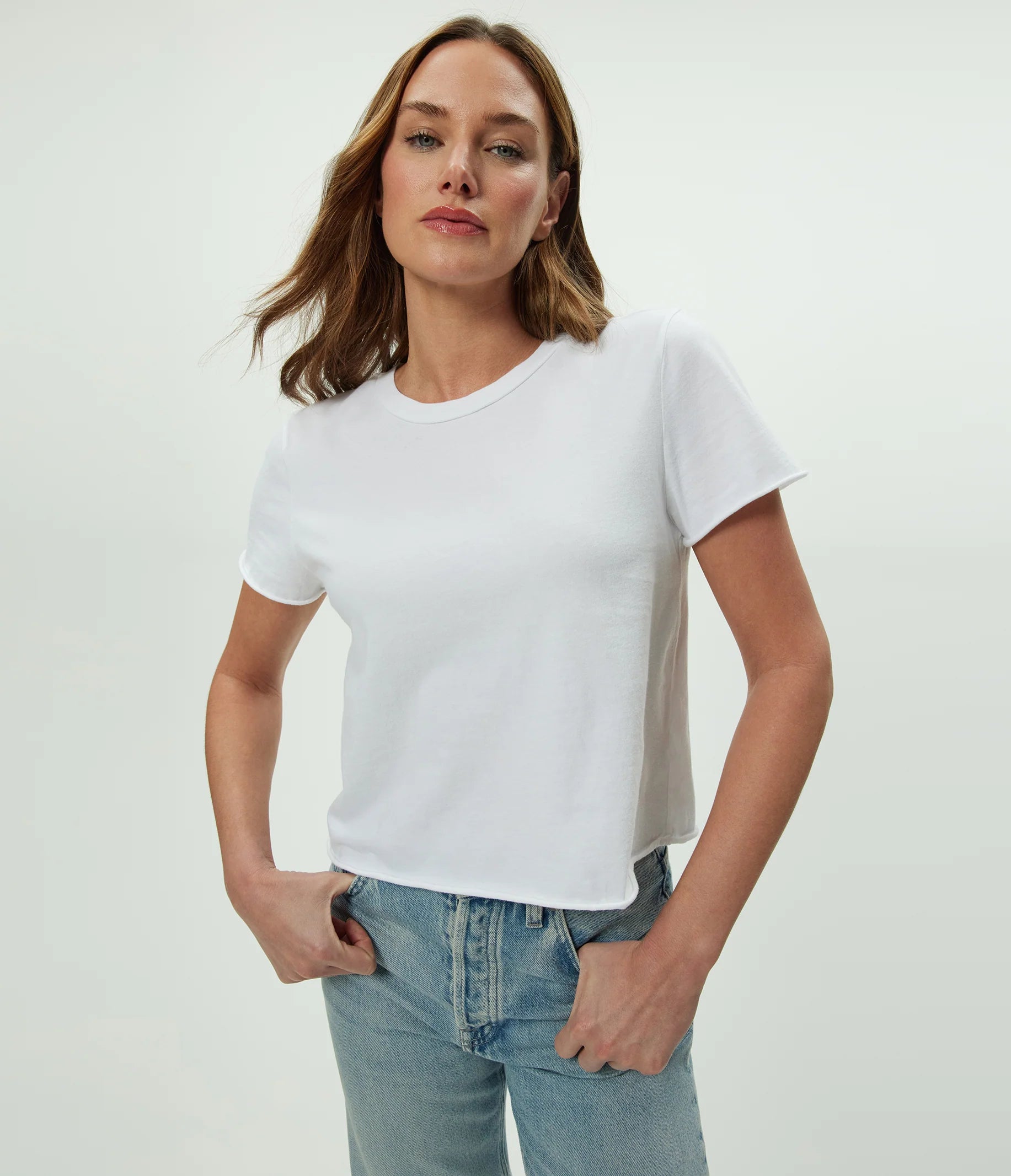 Jackie Crewneck Tee - White by Michael Stars — view 4