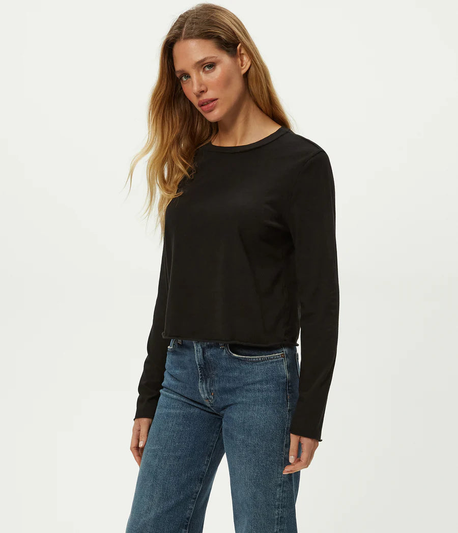Aiko Crewneck Long Sleeve Tee - Black by Michael Stars — view 3