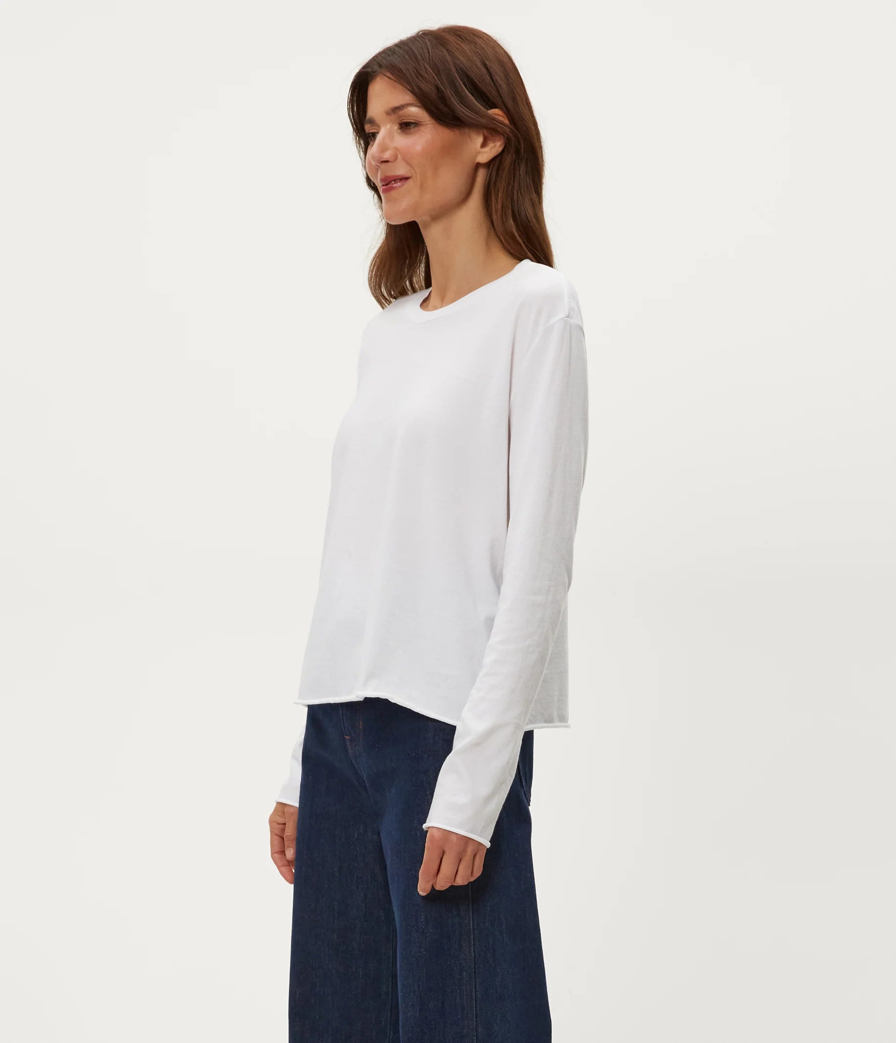Aiko Crewneck Long Sleeve Tee - White by Michael Stars — alternate view