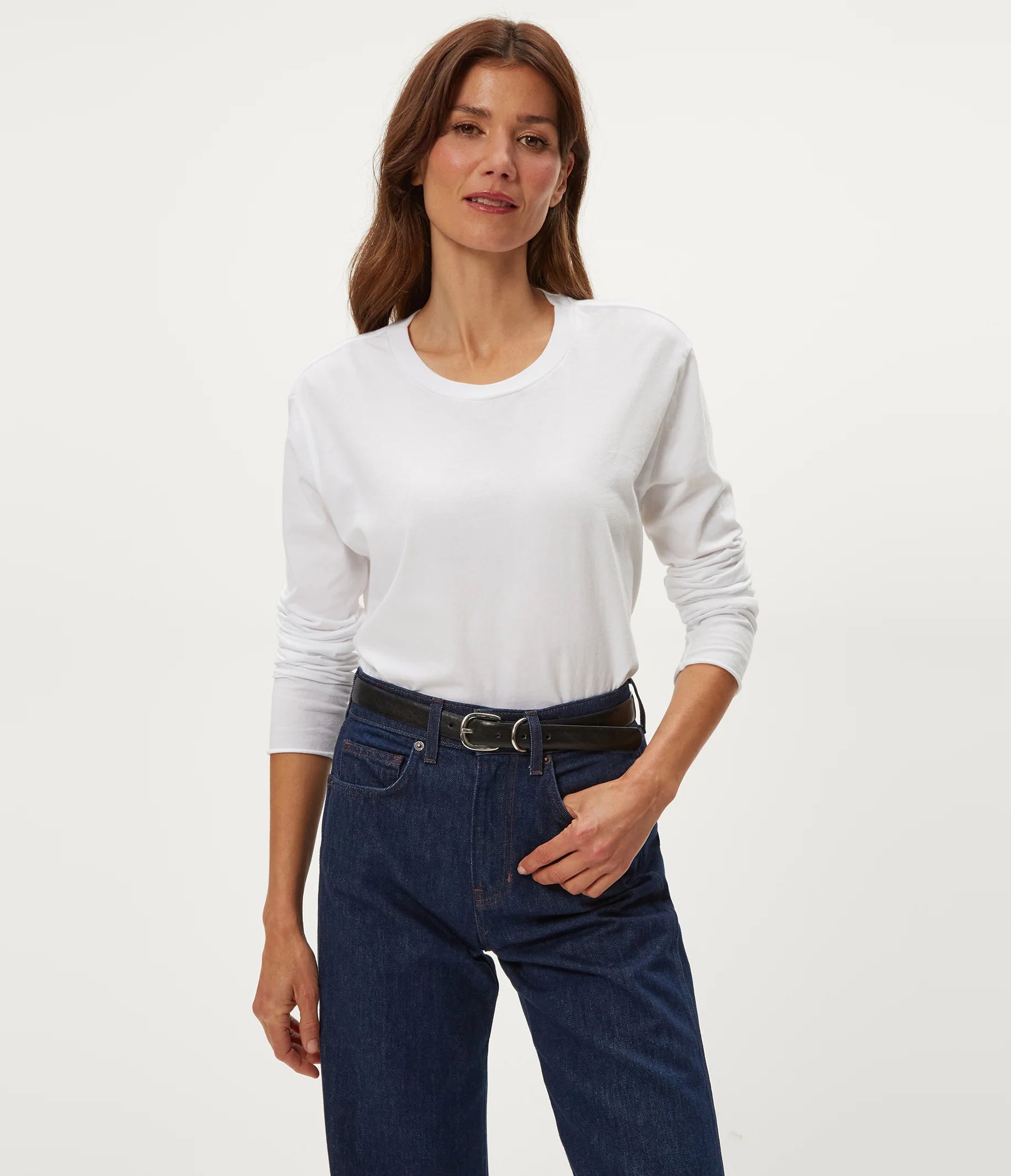 Aiko Crewneck Long Sleeve Tee - White by Michael Stars — view 4