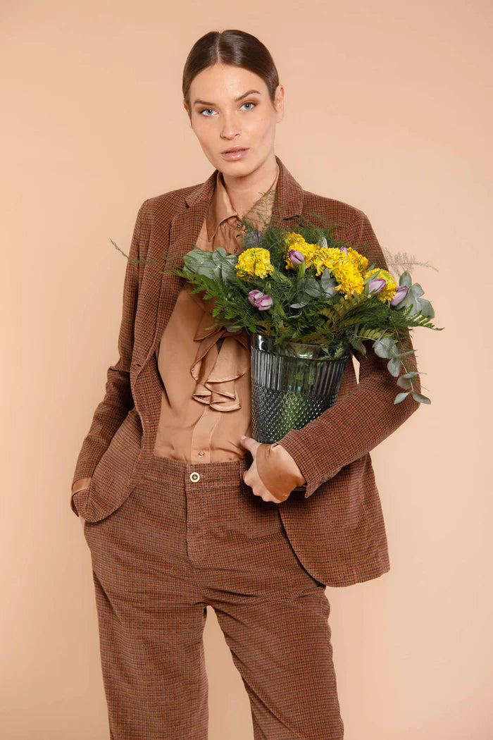 Helena Velvet Pattern Blazer - Hazelnut by Masons — view 4