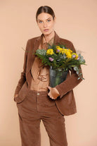 Helena Velvet Pattern Blazer - Hazelnut by Masons — view 4