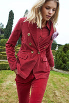 Caroline Double Breasted Velvet Blazer - Ruby by Masons — view 5