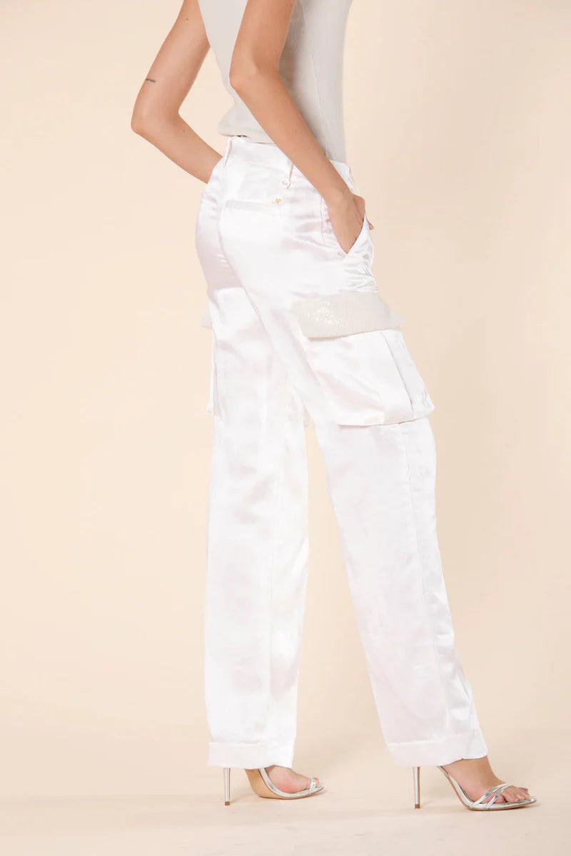 Victoria Satin Cargo Pant - Cream by Masons — view 5