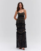 Lace & Fringe Maxi Dress - Black by PatBo | 25 South Boutiques