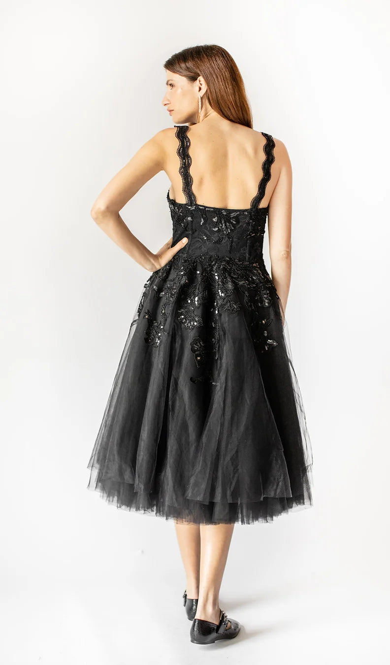 Midnight Waltz Tulle Dress - Black by Olvi's — view 3