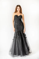 Strapless Tulle Mermaid Gown - Black by Olvi's | 25 South Boutiques